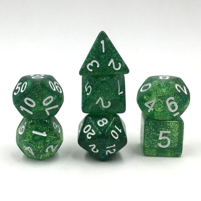 Green Glitter 7pc Polyhedral Dice Set